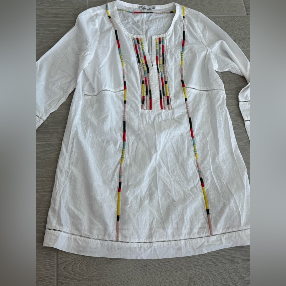PRANA 100% Cotton Embroidered Tunic Swim Cover Dress Size XL VGUC - Picture 4 of 7